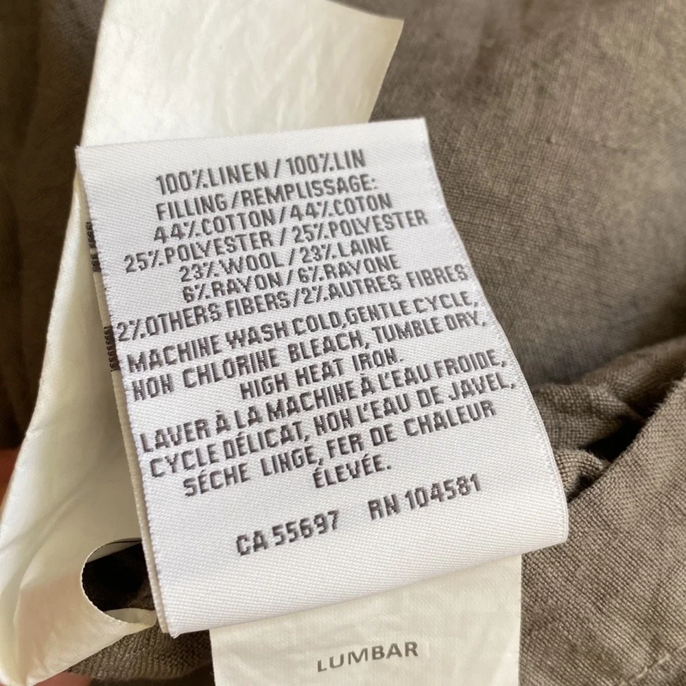 2 Restoration Hardware (NWOT+EUC) 14 x 22 Linen Quilted Lumbar Pillowcase
